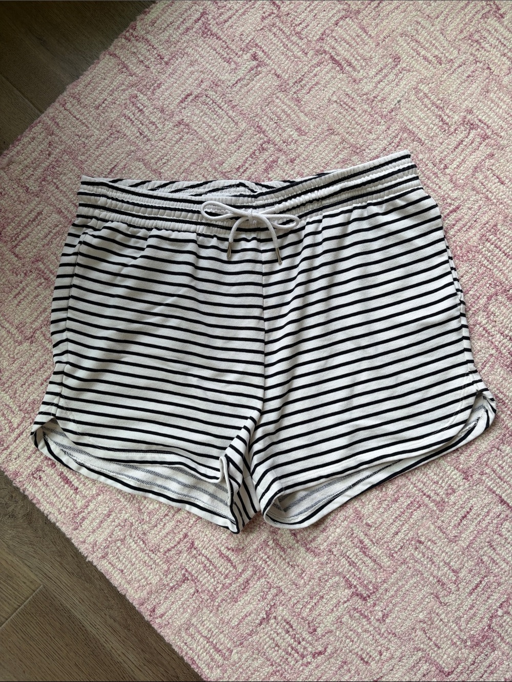 H&M White and Black Striped Comfy Lounge Shorts